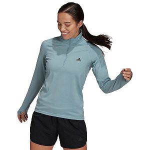 Adidas Run Fast Half Zip Tişörtü Kadın Mavi | JKSI-24190