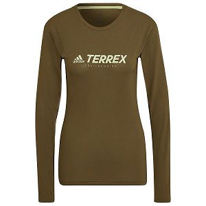 Adidas Yürüyüş Long Sleeve Tişört Kadın Yeşil | IQGV-02871