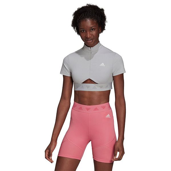 Adidas Crop Kısa Sleeve Tişört Kadın Gri | UMLC-70142