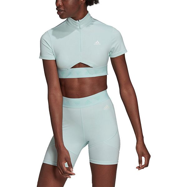 Adidas Crop Kısa Sleeve Tişört Kadın Yeşil | TFWQ-75184