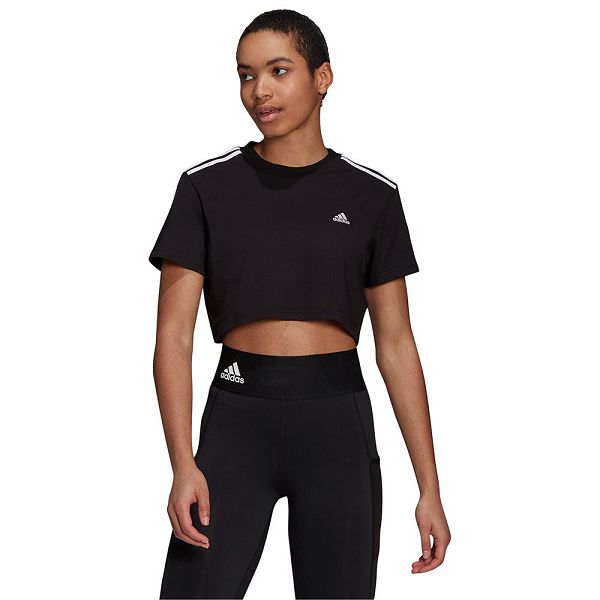 Adidas Cropped Kısa Sleeve Tişört Kadın Siyah | YFSX-31967