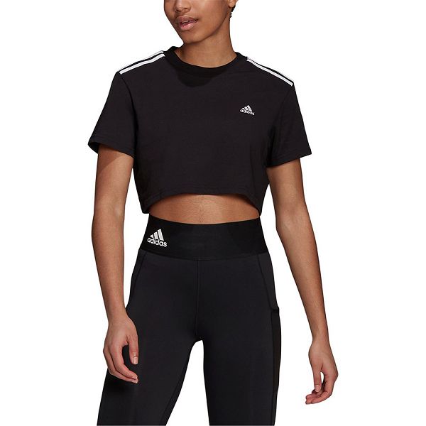 Adidas Cropped Kısa Sleeve Tişört Kadın Siyah | YFSX-31967