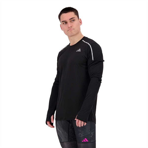 Adidas Fast Long Sleeve Tişört Erkek Siyah | CBFV-97384