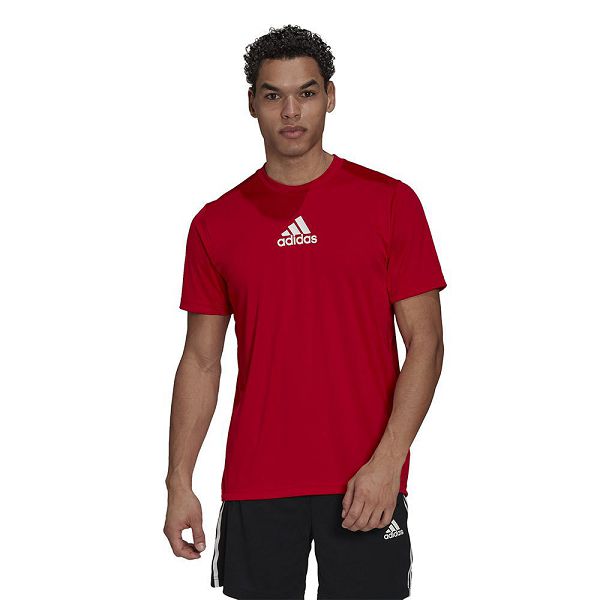 Adidas Primeblue Designed To Move Spor 3-Stripes Kısa Sleeve Tişört Erkek Kırmızı | FTEQ-12567