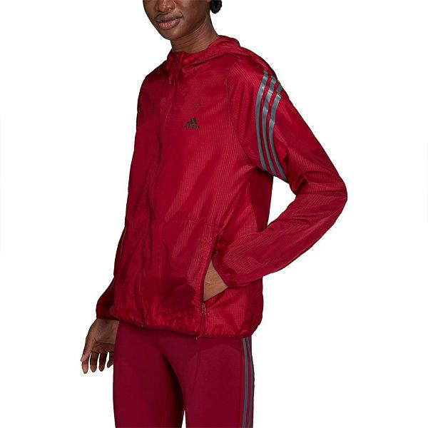 Adidas RI 3 Stripes Windbreak Ceket Kadın Kırmızı | NACJ-31756