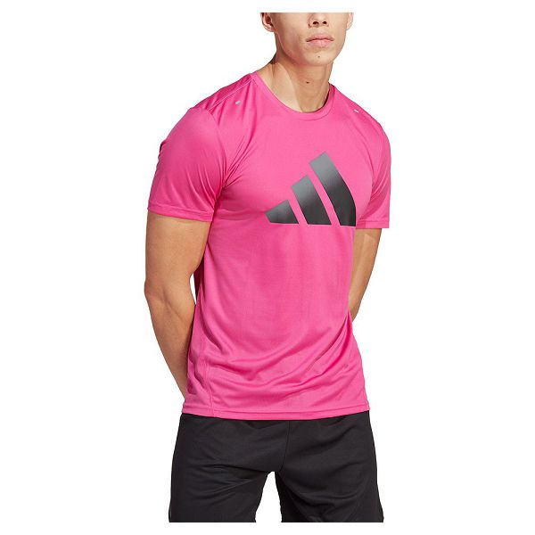 Adidas Run Icons 3 Bar Kısa Sleeve Tişört Erkek Pembe | WTUG-89546