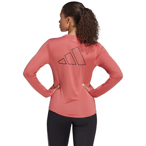 Adidas Run Icons Long Sleeve Tişört Kadın Pembe | QKJE-41796