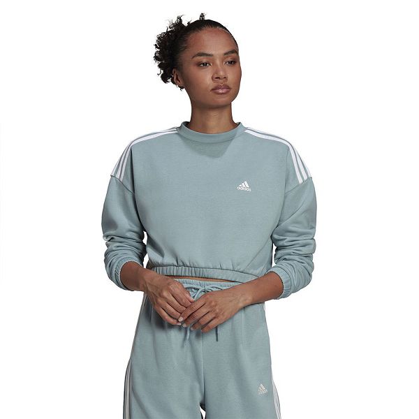 Adidas Sports Crop Tişörtü Kadın Mavi | ZKIA-84715